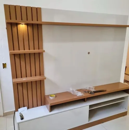 Painel para TV com Rack e Nichos Decorativos - MDF Premium