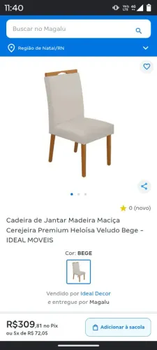 Conjunto 6 cadeiras mesa de jantar