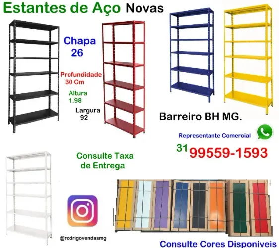 Estante prateleira de aço coloridas casa escritório estoque loja moveis organização auto
