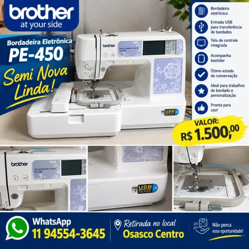 Máquina de bordar eletrônica brother p450