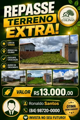 Repasse de um terreno Bem Localizado no Bosque das Colinas.
