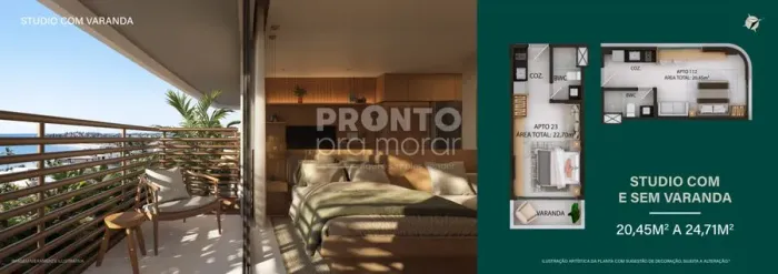 Flat com 1 quarto em Carneiros