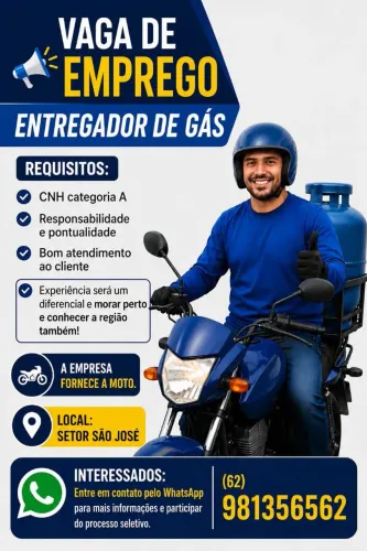 Vaga para entregador de Gás 
