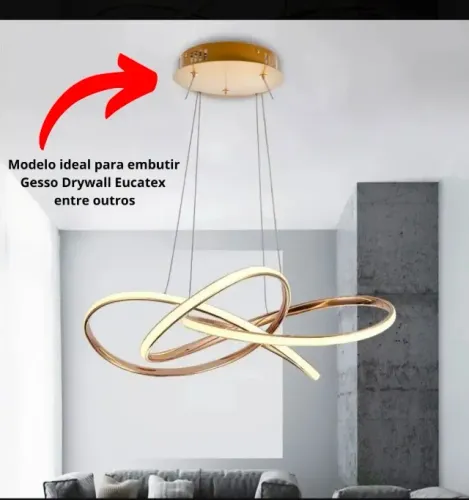 Lustre Pendente LED Moderno Dourado e Branco - Novo, Nunca Usado