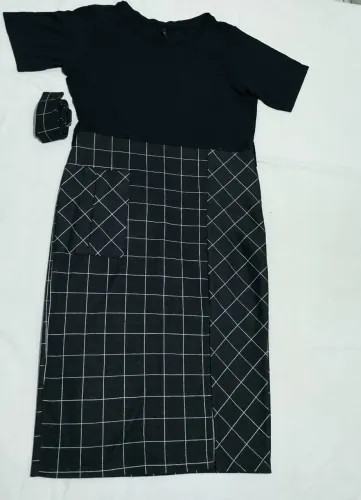 Vestido social preto com cinto