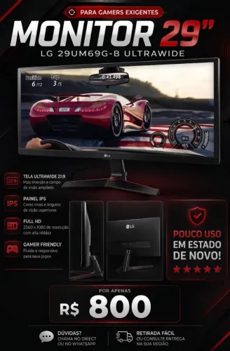 Vendo Monitor LG Ultrawide 29 polegadas em perfeito estado