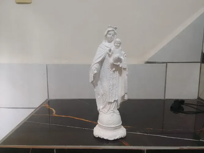 Imagem peça gesso antiga _ nossa senhora com o menino Jesus 