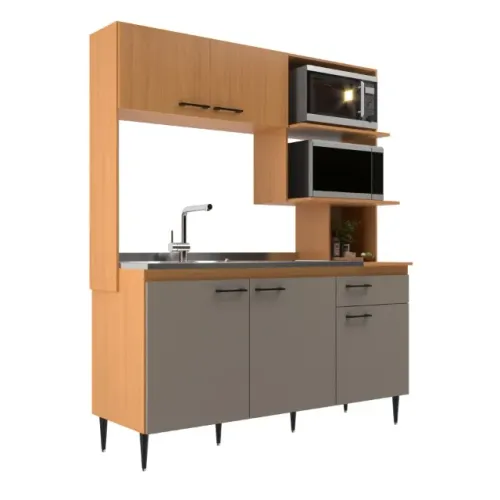 Balcão de Cozinha Compacta 5 portas Evelyn 156cm Angelin/Damasco MDP- NOVA E MONTADA
