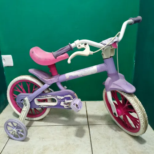 Bicicleta Infantil Nathor Aro 12 Rosa e Lilás com Rodinhas