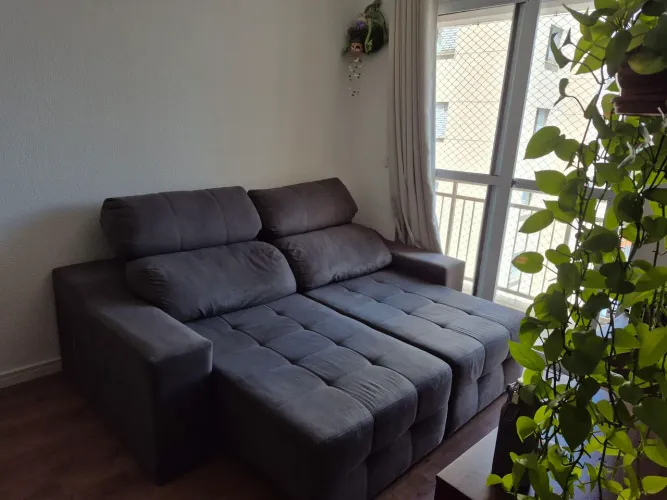 Sofá retrátil reclinável 2 módulos cinza