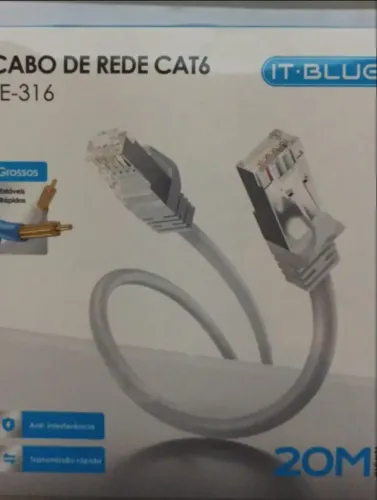 Cabo de rede pronto cat6 20mts climpado (alta velocidade)