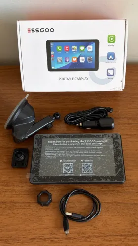 Central Multimídia Essgoo portátil 7" polegadas CarPlay e Android Auto