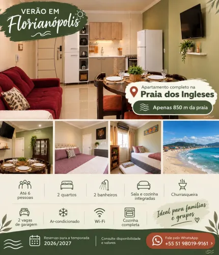 850m da Praia dos Ingleses - Apartamento