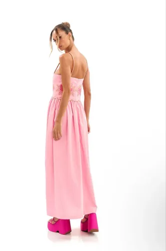 Vestido longo Carlota Costa com bordados