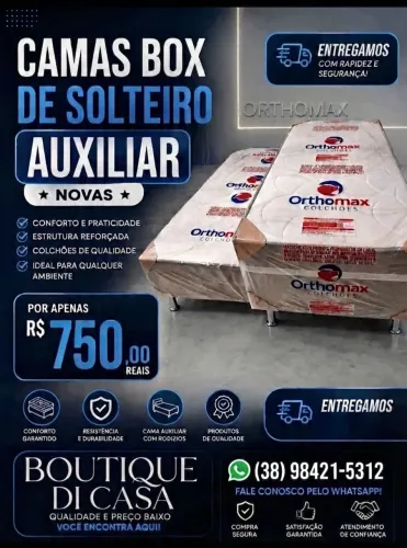 Promoção camas box solteiro com auxiliar NOVAS
