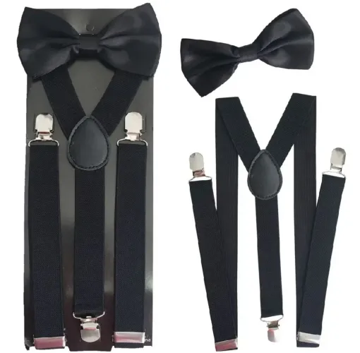 Kit Suspensório + Gravata Borboleta p/ eventos (3 conjuntos)