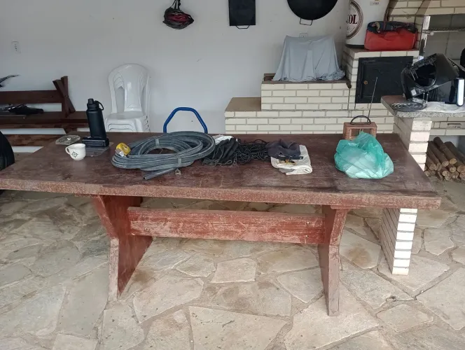 Mesa madeira para churrasqueira 