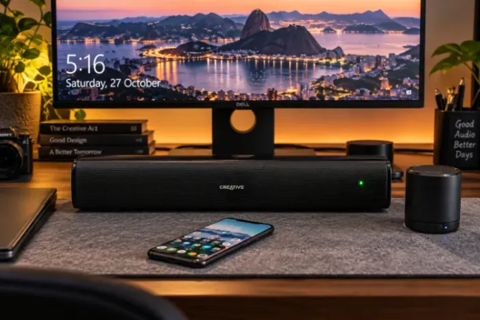 Soundbar Creative Stage Air 20W Bluetooth USB e P2 - Som Potente