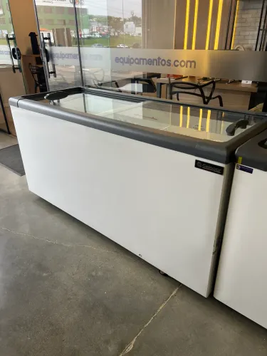 Freezer horizontal 500L Tampa de vidro GELOPAR - pronta entrega