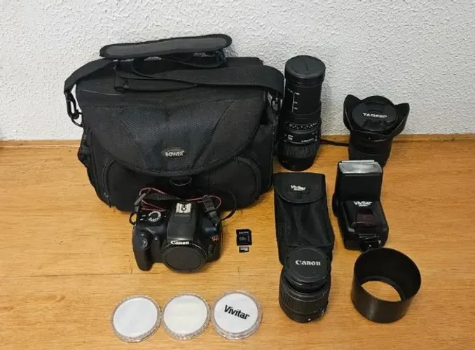 Kit Canon Rebel T3 + 3 Lentes (17-35, 70-300, 18-55) + Flash