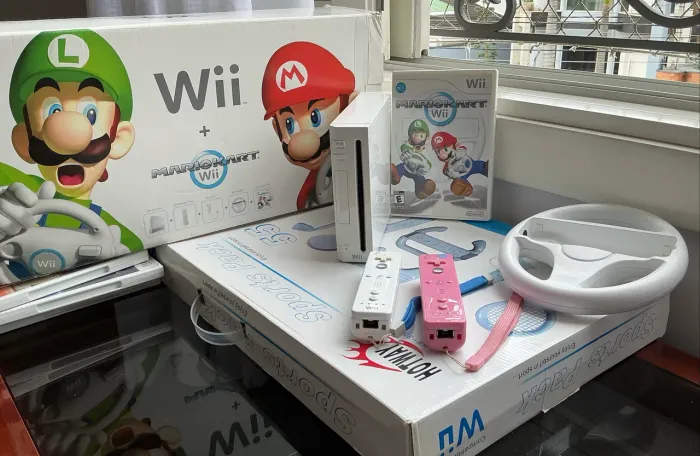 Nintendo Wii Mario Kart Bundle Completo na Caixa Original + Acessórios