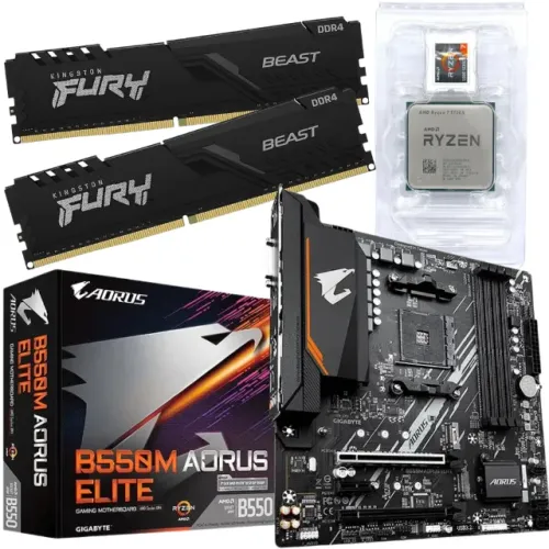 Kit Upgrad Gamer Ryzen 7 5700x + Placa Mãe Aorus Elite B550m + Memoria Ram 16gb