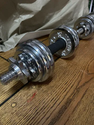 Par De Anilhas E Halter Barra 20kg P/treino Em Casa Cor Cromado