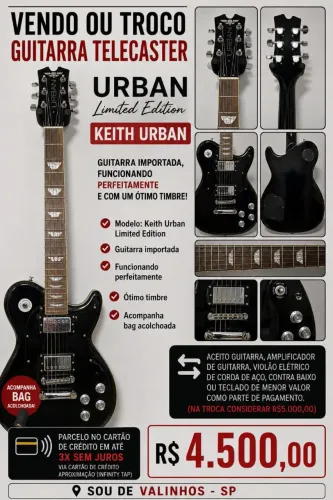 Guitarra telecaster Urban modelo Limited Edition Keith Urban (ler descrição)