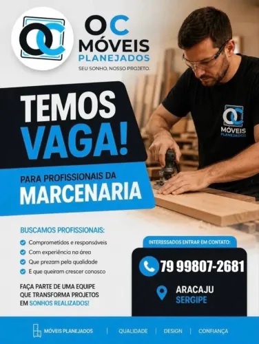 Vaga de emprego para Marceneiro, Montador ou Ajudante