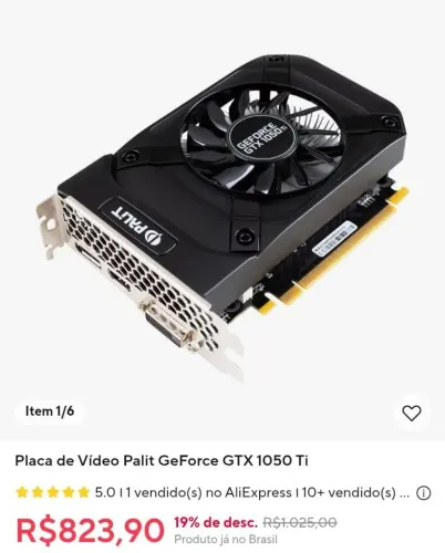 Placa de vídeo gtx 1050ti 4GB 