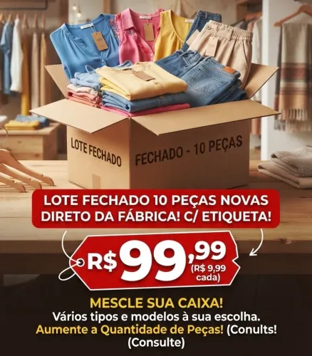 LOTE 10 peças (ou mínimo 5 peças) na etiqueta, direto de fábrica