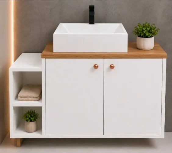 Armário Para Banheiro ou Lavabo 100% MDF Mais Cuba a Pronta Entrega