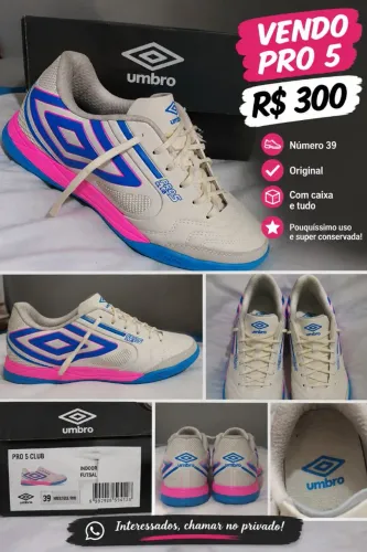 Chuteira Umbro Pro 5 Club Original Nº 39 - R$ 300
