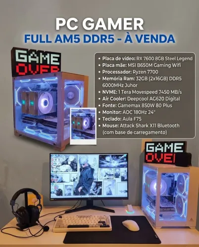 PC GAMER COMPLETO FULL AM5/DDR5
