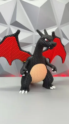 (Sob encomenda) Charizard Shiny - Edição Ponto Tricotado (Amigurumi Style)