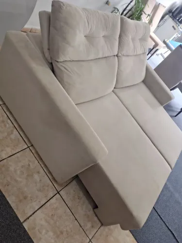 Sofá retrátil reclinável sofisticado! Suede creme estrutura maciça, pilow espuma d33 , ent