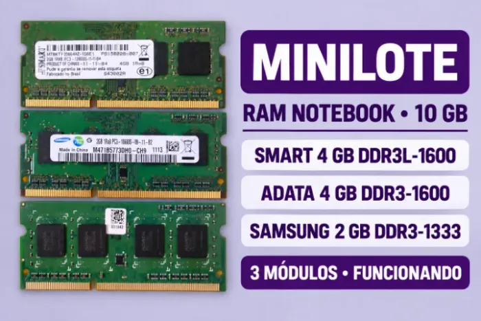 Lote de memórias RAM DDR3 para notebook - 10 GB