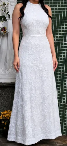Vestido costas nuas,elegante e sofisticado. Ideal para batizado, casamento etc.