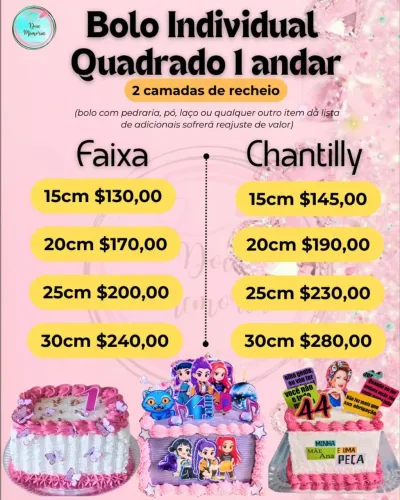 Bolo Quadrado 1 Andar 