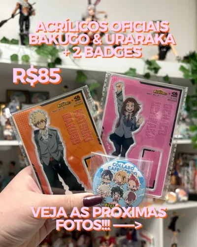 ACRÍLICOS OFICIAIS BAKUCO & URARAKA + 2 BADGES