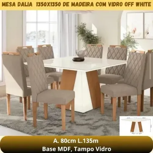 Mesa de jantar de 8 cadeiras 1.35x1.35