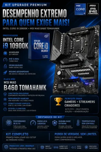 Kit i9 10900k + Placa Mãe MSI MAG B460 TOMAHAWK