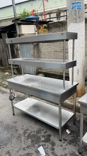 Bancada mesa aquecida inox  