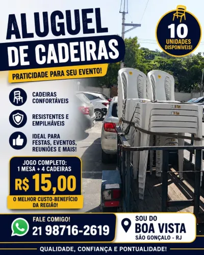 Aluguel de mesa e cadeira Boa vista São Gonçalo