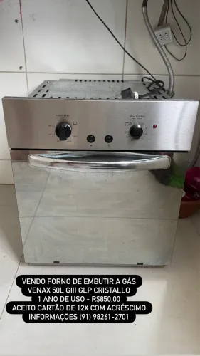 Forno de Embutir a Gás Venax 50L GIII GLP Cristallo