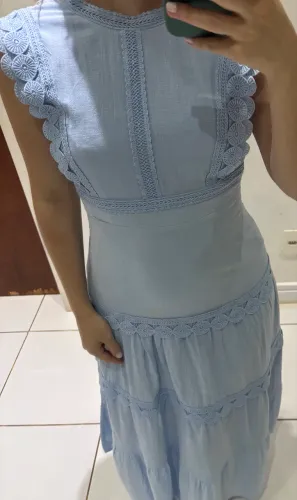 vestido longo azul claro pp