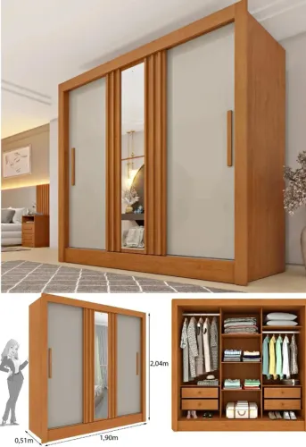 Guarda Roupa porta de correr com espelho