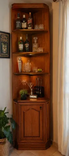 Bar prateleira de canto madeira nobre