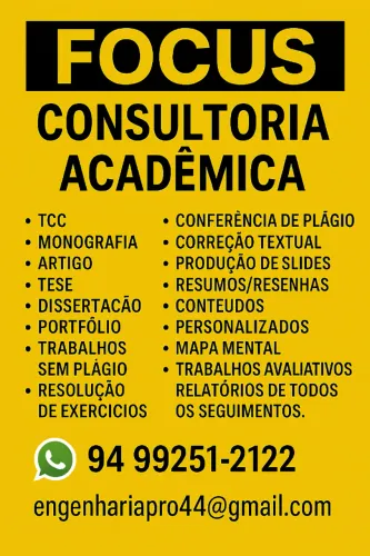 Prazo apertado?Deixa que a FOCUS CONSULTORIA ACADÊMICA resolve!? Trabalhos completos? Revi