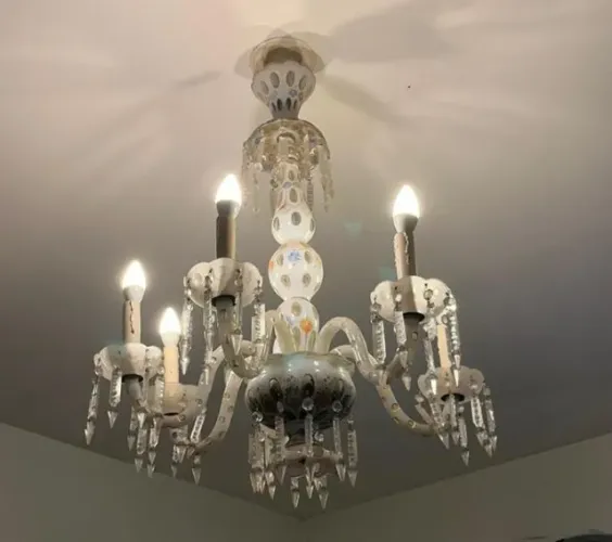 Lustre de Cristal Antigo Estilo Maria Thereza - 6 Braços, Provençal/Clássico